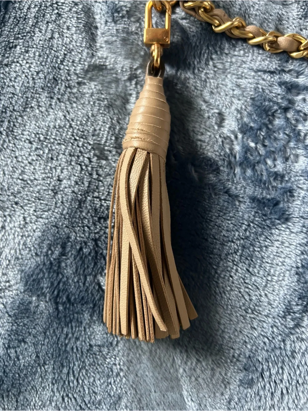Tory Burch Taupe Leather Shoulder Bag with Tassel